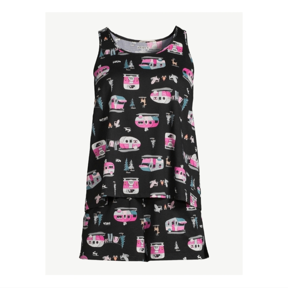 Joyspun Women's Print Tank Top and Shorts Pajama Set
